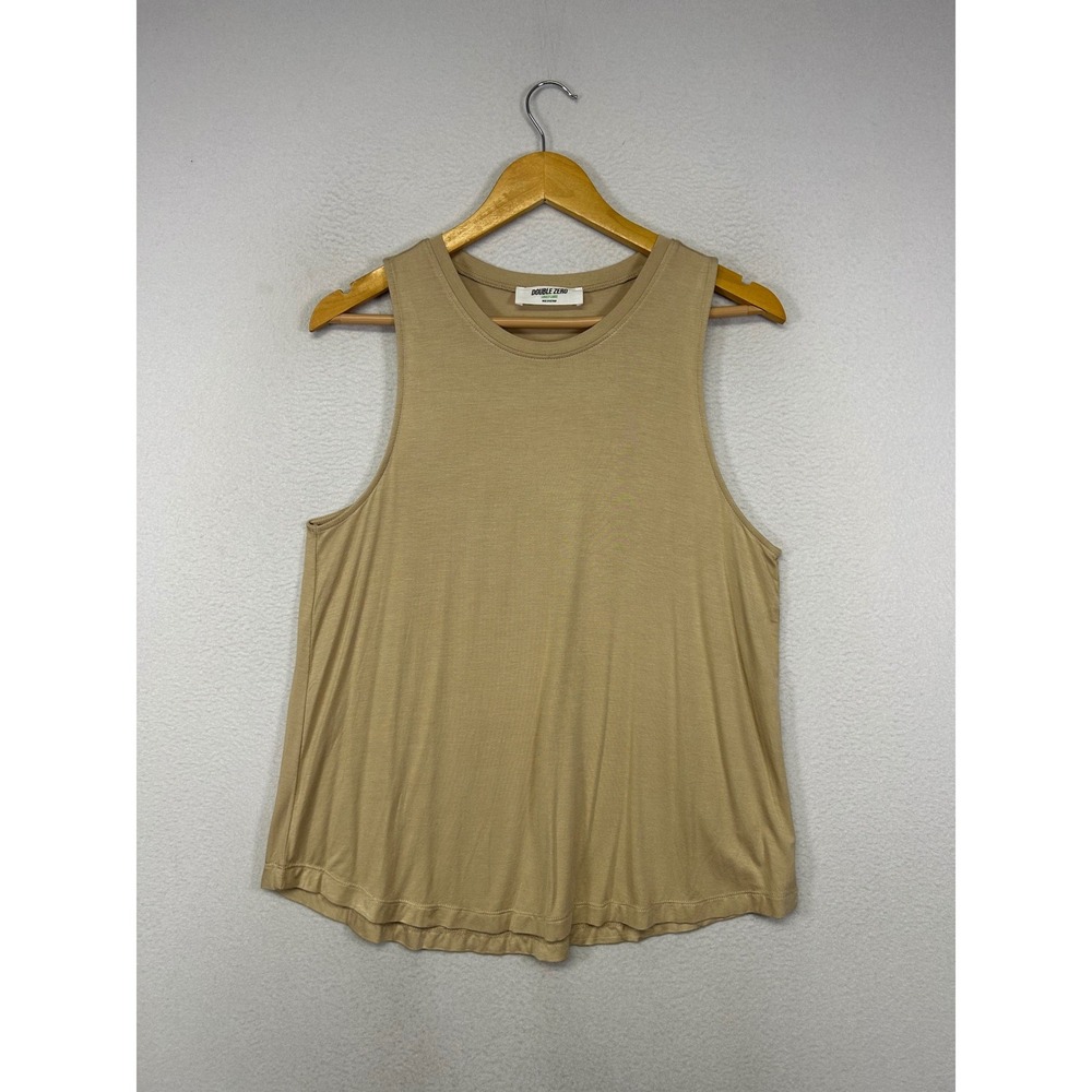 Minimalist Double Zero Womens Large Tan Rayon Spandex Flowy Crew Neck Tank Top